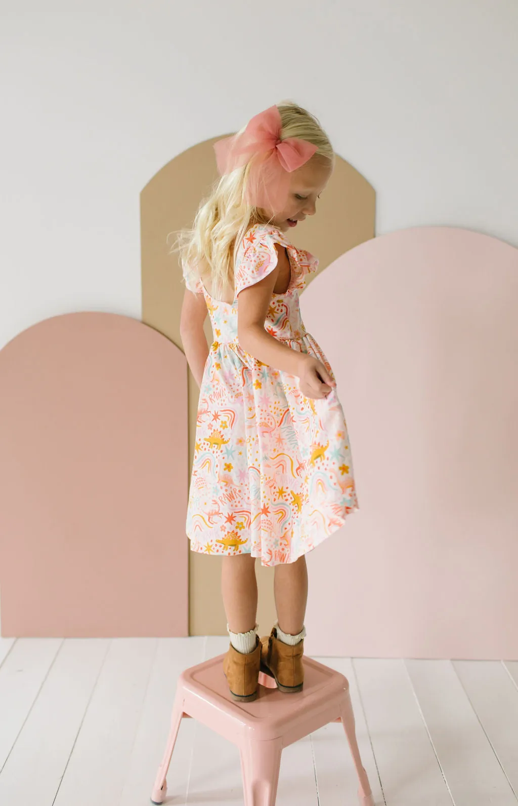 Olivia Twirl Dress in Dreamy Dino